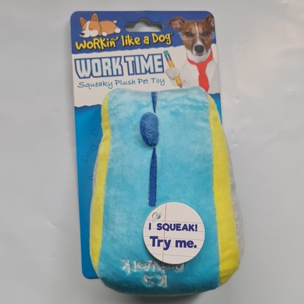 Tzumi Workin Like A Dog Squeaky Plush Chew Pet Toy